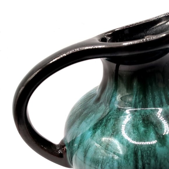 Vtg Blue Mountain Pottery BMP Blue/Green Drip Glaze Pitcher 4x5" Retro MCM VGC - Picture 4 of 10